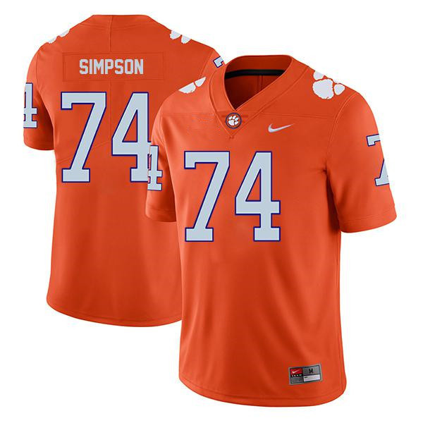 Memphis Tigers #74 John Simpson Orange Game NCAA Jersey